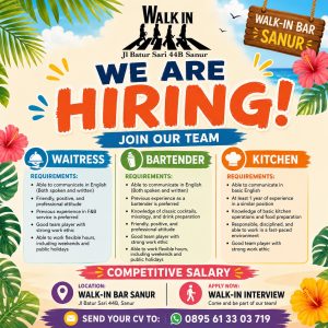 Lowongan Kerja Sebagai Waitress, Bartender, Kitchen untuk Bar Sanur Penempatan di Denpasar
